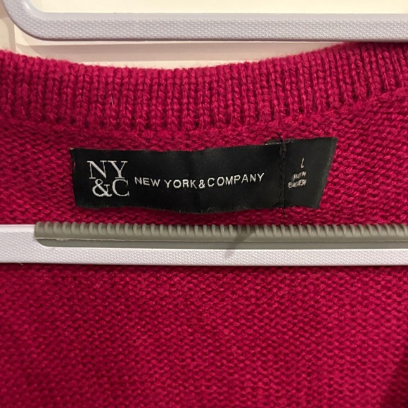 New York & Company Long Sleeve V-Neck Dress in Rich Red - Picture 2 of 3